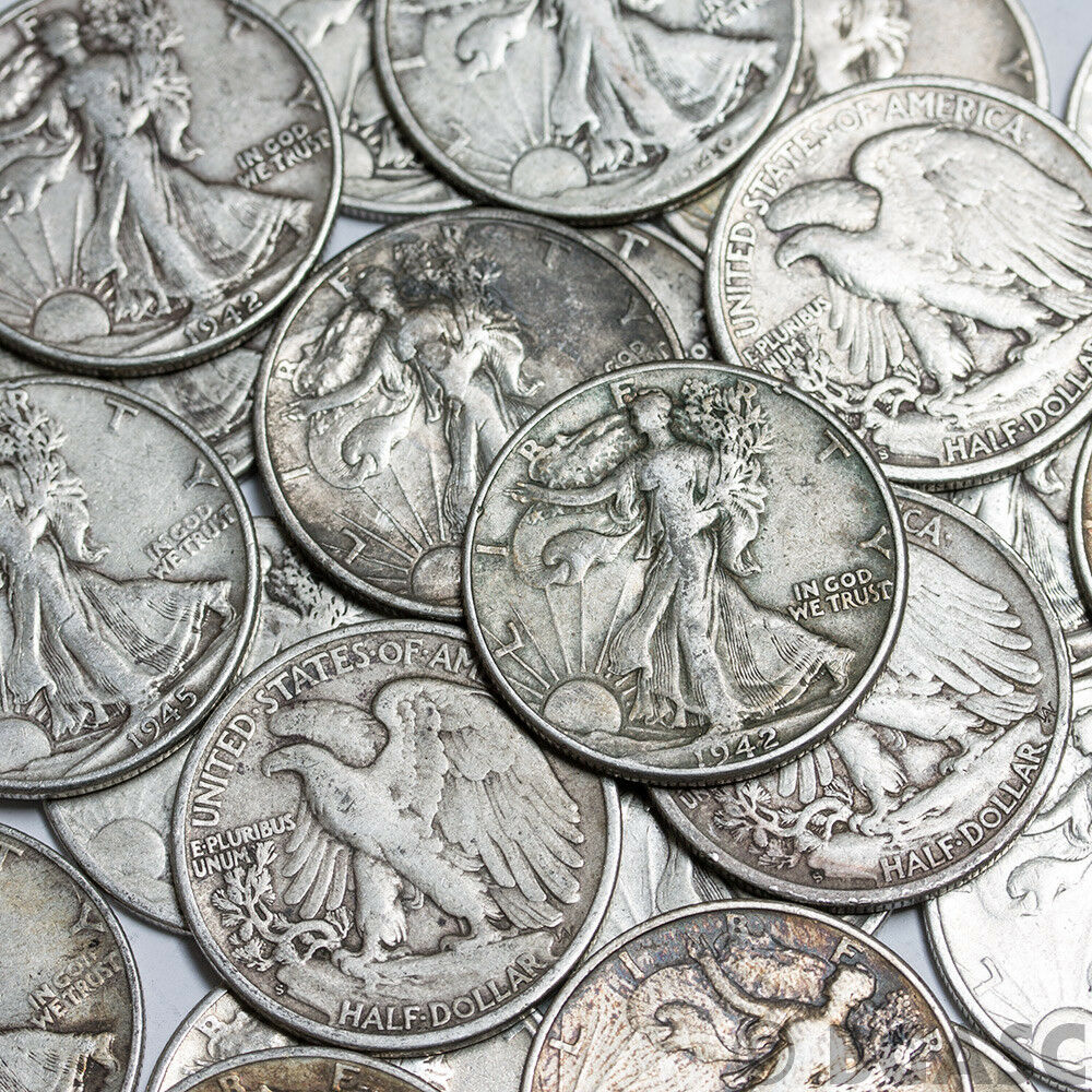 (1) 1940-1947 P/d/s Walking Liberty Half Dollar Random Face 90% Silver Bulk Lot