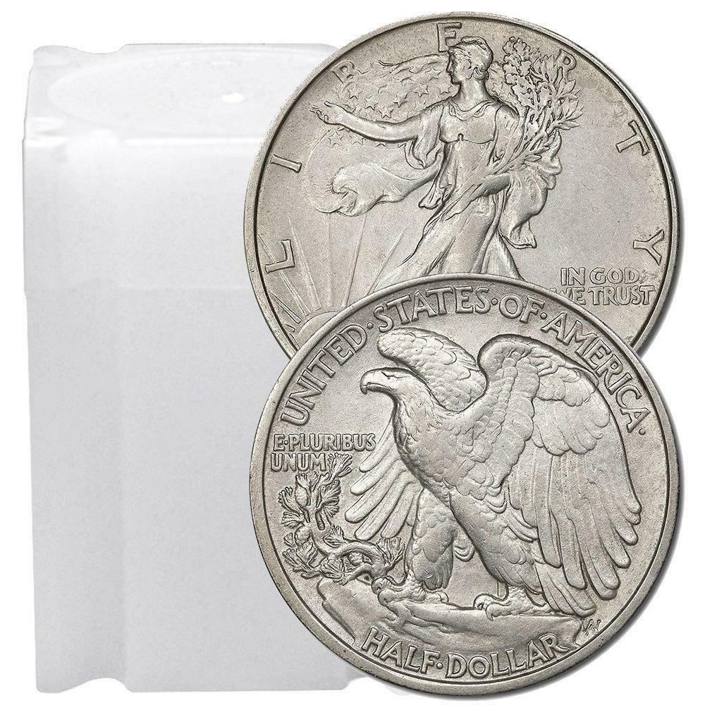 Roll Of 20 $10 Face 90% Silver Walking Liberty Half Dollars Xf To Au