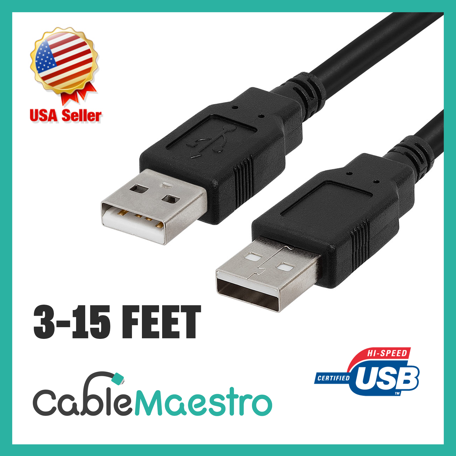 Usb 2.0 Printer Hard Drive Cable Cord Type A Male To A Male 3-15ft High Speed