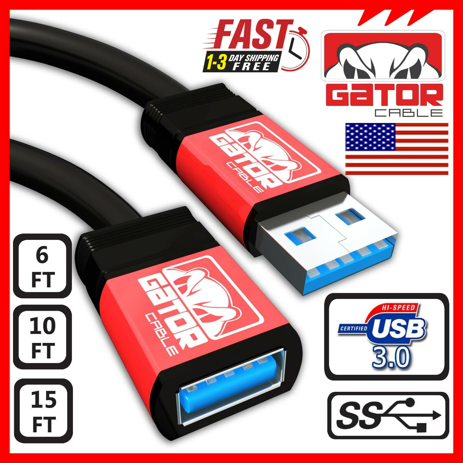 Usb 3.0 Super Speed Extension Cable Male A To Female A Charger Powered Data Sync